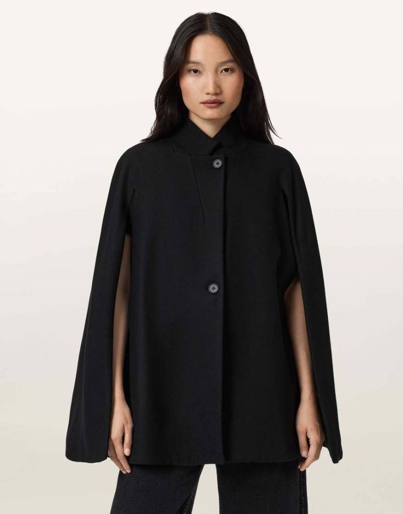 AllSaints - Lunis - Cape-Mantel in Schwarz von AllSaints