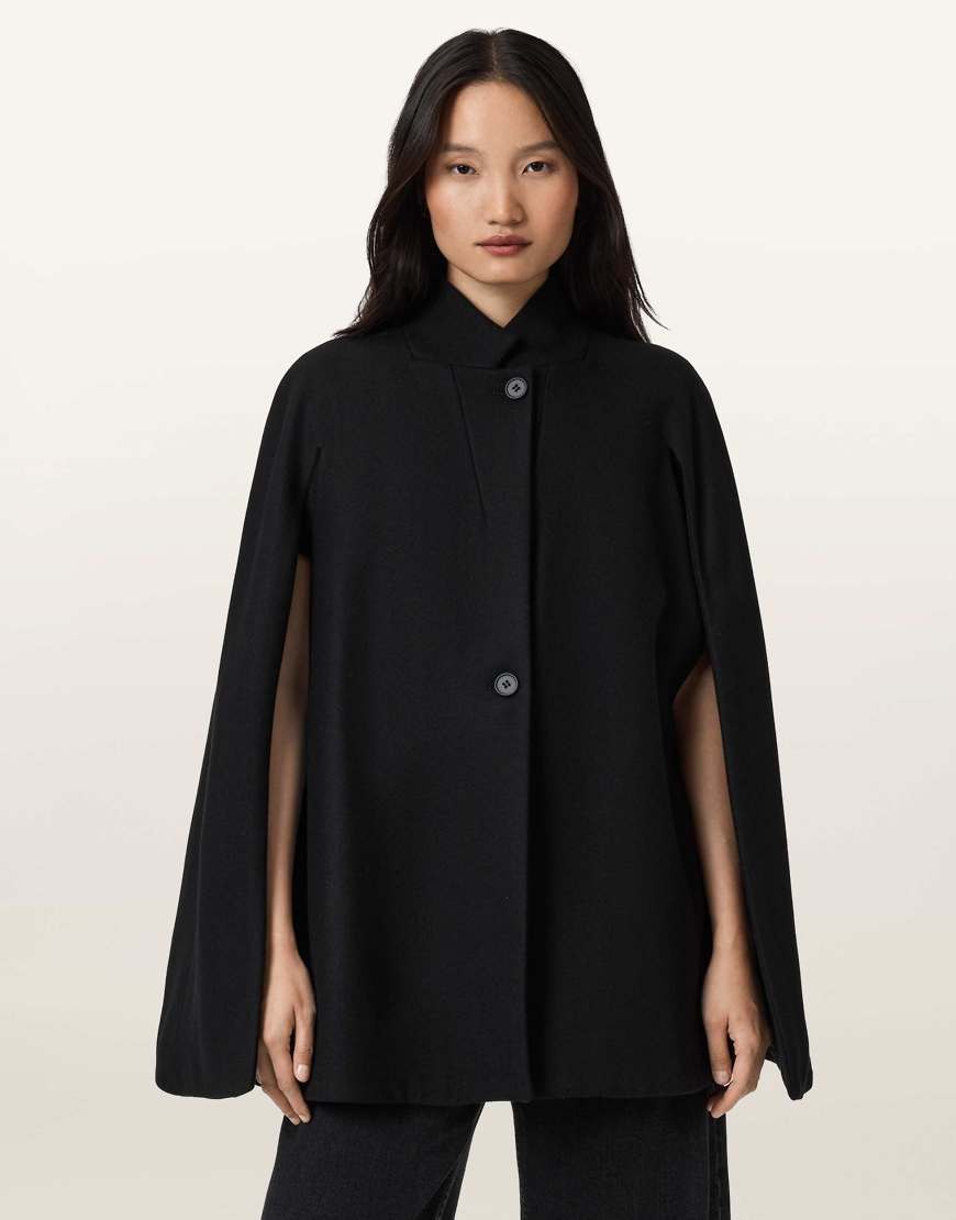 AllSaints - Lunis - Cape-Mantel in Schwarz von AllSaints