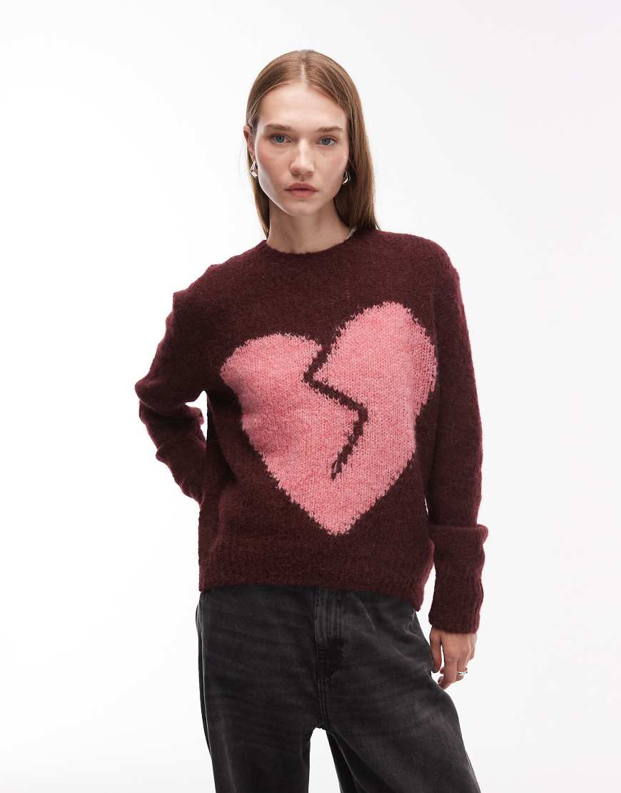 AllSaints - Luvheart - Pullover in Rot und Rose mit Rundhalsausschnitt von AllSaints