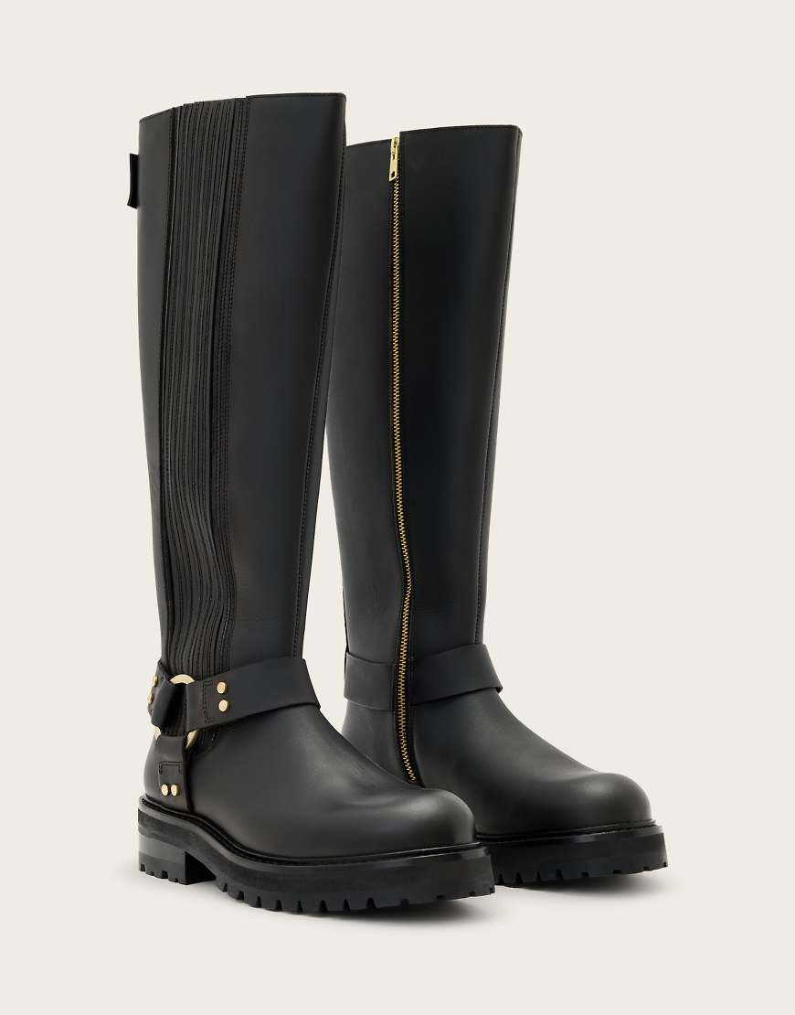 AllSaints - Maddie - Stiefel in Schwarz mit hohem Schaft von AllSaints