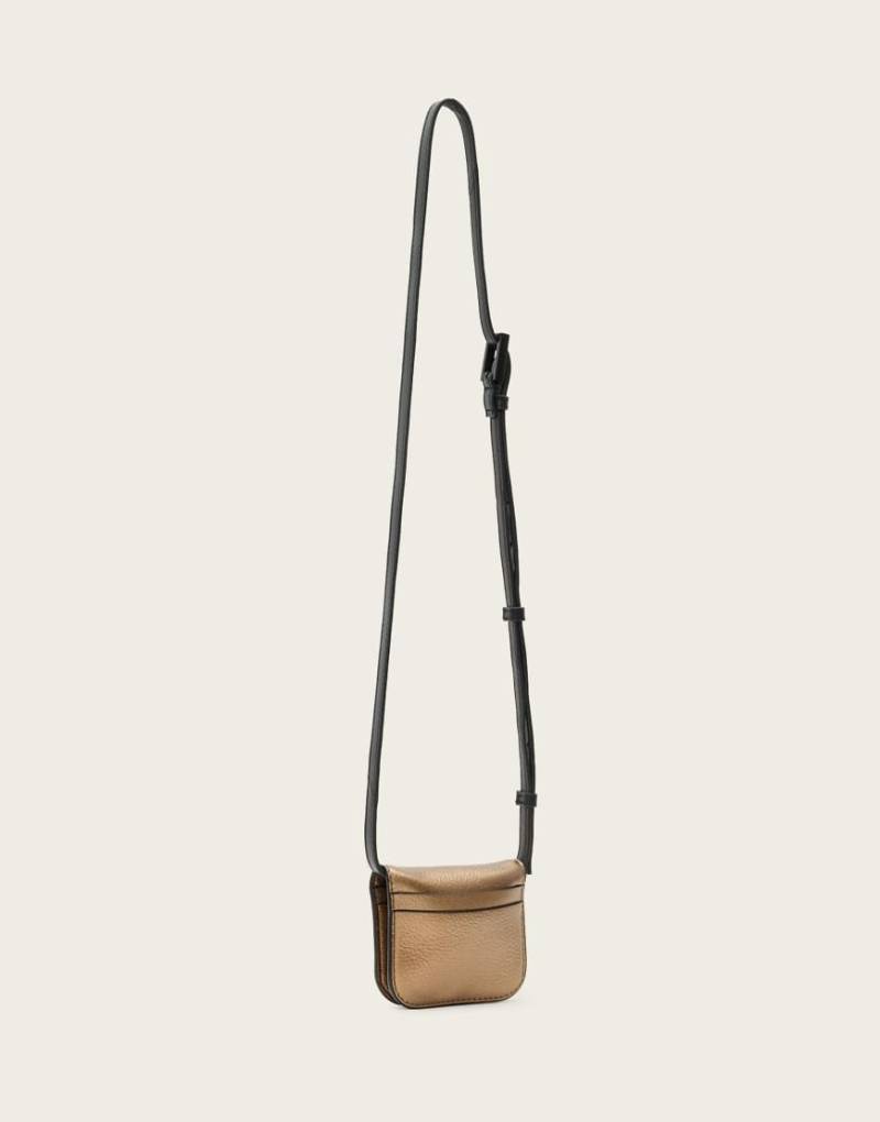 AllSaints - Maeve - Crossbody-Kartenetui in warmem Messing-Gelb von AllSaints