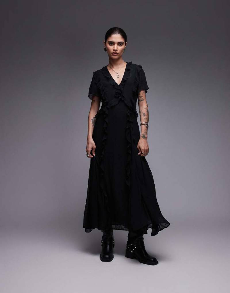 AllSaints - Mari - Maxikleid in Schwarz von AllSaints