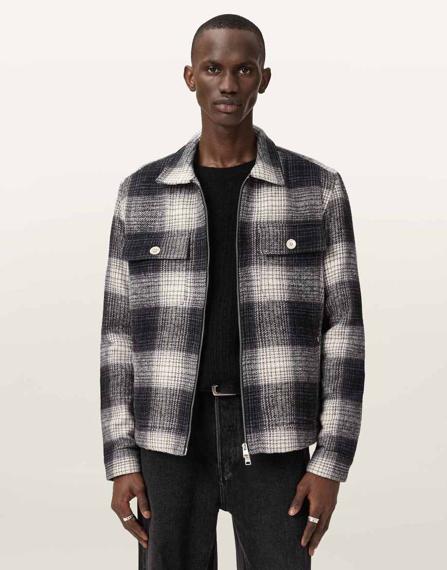 AllSaints - Matheson - Jacke in Schwarz/Wollweiß-Bunt von AllSaints