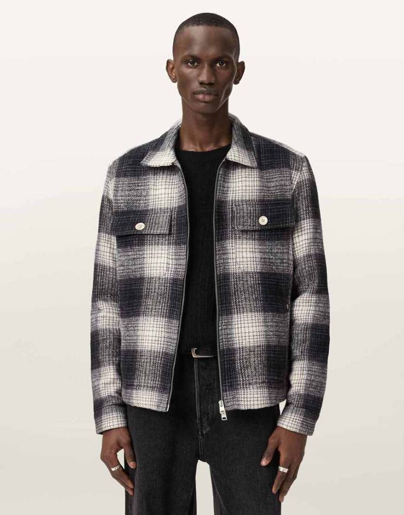 AllSaints - Matheson - Jacke in Schwarz/Wollweiß-Bunt von AllSaints