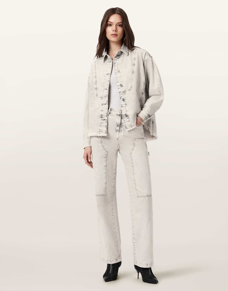 AllSaints - Mia - Jeans in Schneegrau mit Glitzer von AllSaints