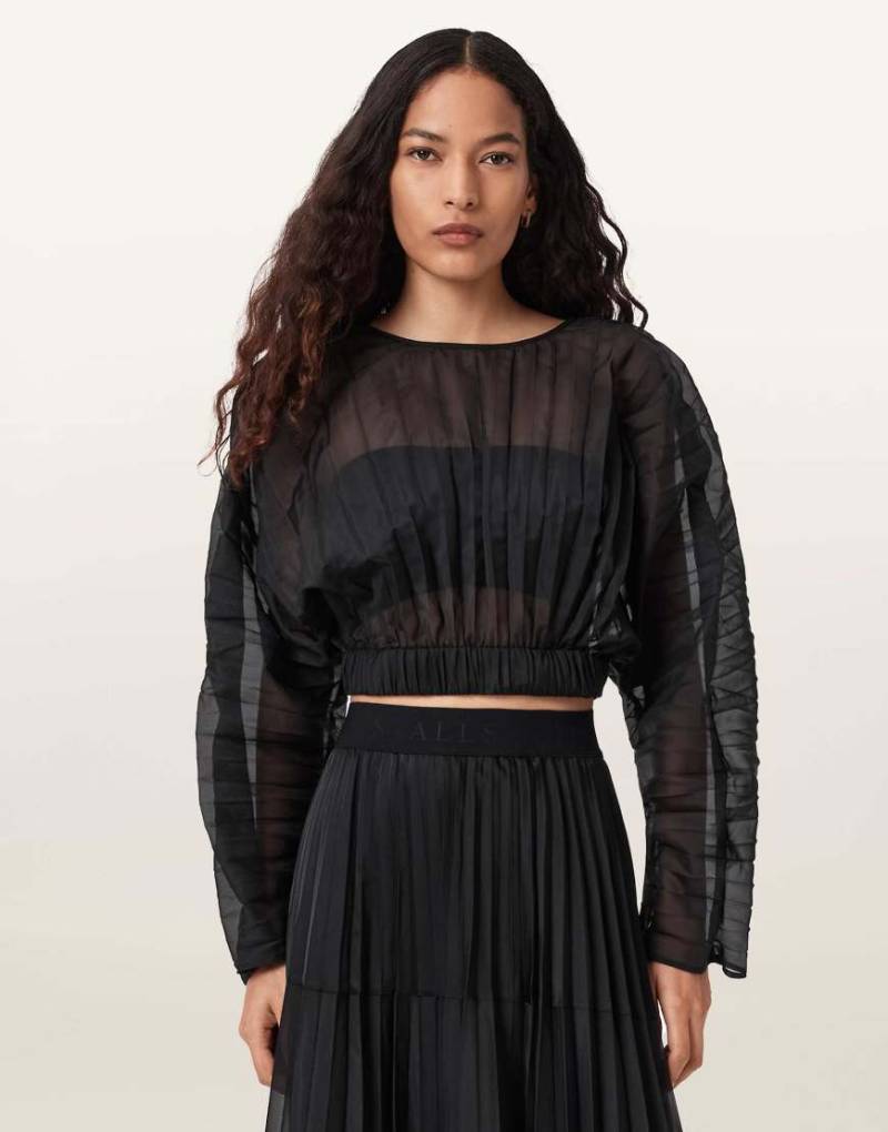 AllSaints - Micaela - Plissiertes Oberteil in Schwarz von AllSaints