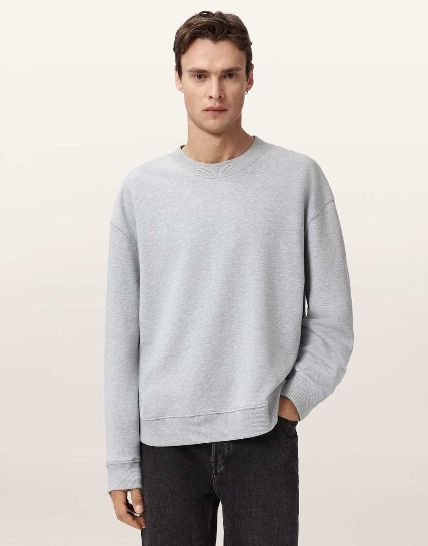 AllSaints - Milo - Sweatshirt in meliertem Hellgrau mit Rundhalsausschnitt AllSaints - Milo - Sweatshirt in meliertem Hellgrau mit Rundhalsausschnitt von AllSaints