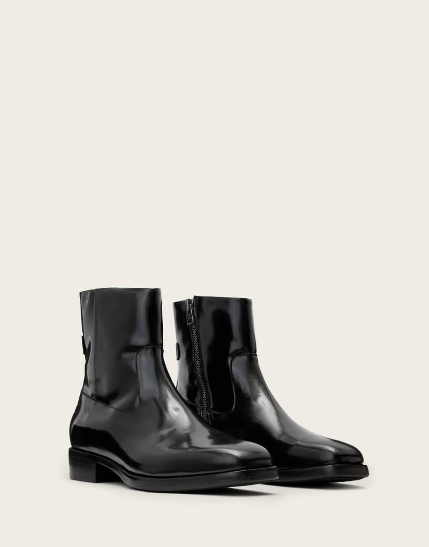 AllSaints - Milton - Stiefel in glänzendem Schwarz von AllSaints