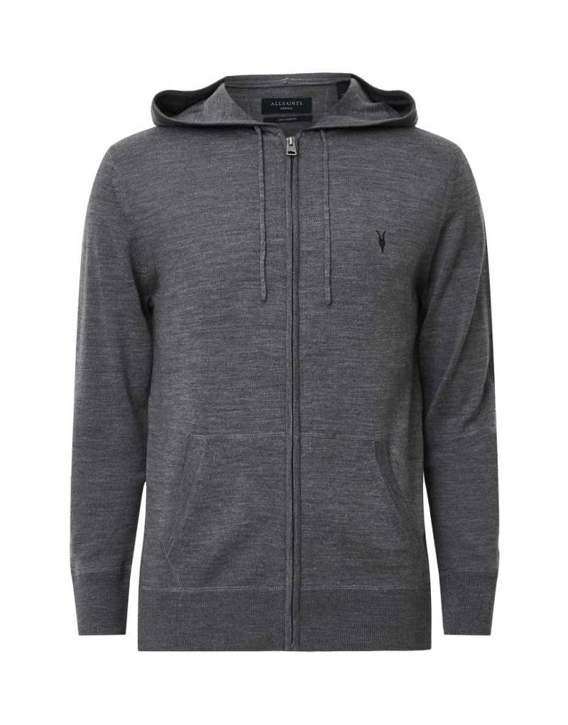 AllSaints - Mode - Kapuzenjacke aus Merinowolle in Monument-Grau mit Reißverschluss von AllSaints