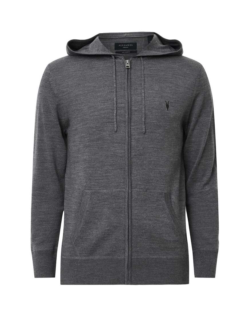 AllSaints - Mode - Kapuzenjacke aus Merinowolle in Monument-Grau mit Reißverschluss AllSaints - Mode - Kapuzenjacke aus Merinowolle in Monument-Grau mit Reißverschluss von AllSaints