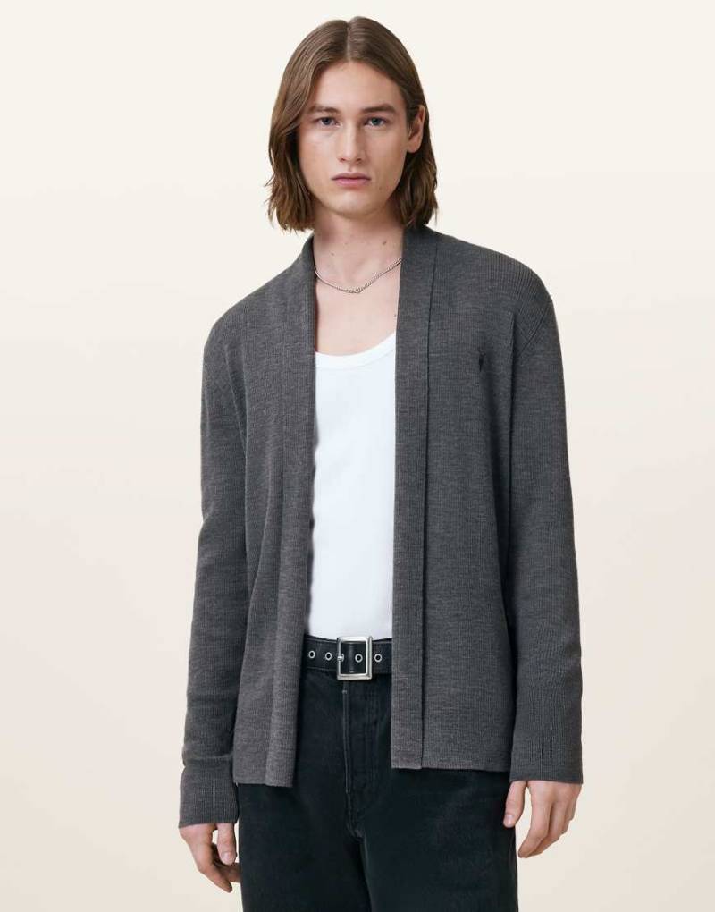 AllSaints - Mode - Offene Strickjacke aus Merinowolle in Monument-Grau von AllSaints
