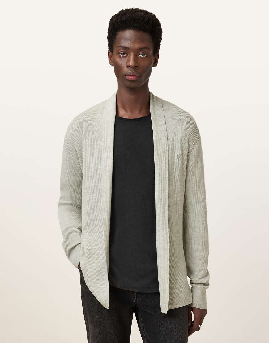 AllSaints - Mode - Offene Strickjacke aus Merinowolle in Schiefergrün von AllSaints
