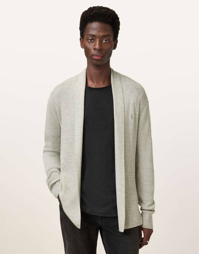AllSaints - Mode - Offene Strickjacke aus Merinowolle in Schiefergrün von AllSaints