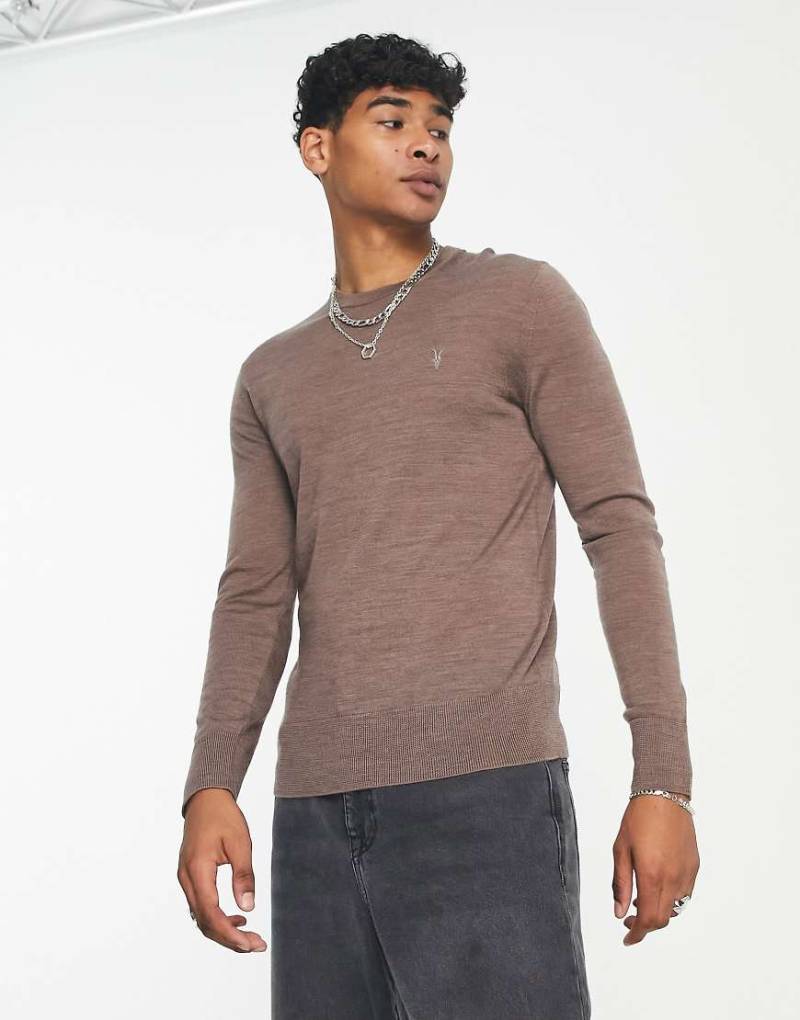 AllSaints - Mode - Pullover aus Merinowolle in Kokosnussbraun meliert von AllSaints