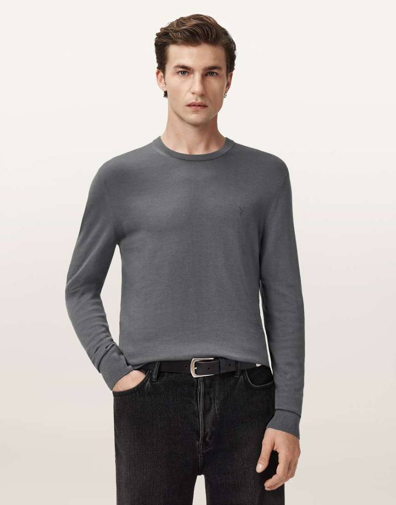 AllSaints - Mode - Sweatshirt aus Merinowolle in Asher Grey mit Rundhalsausschnitt-Grau von AllSaints