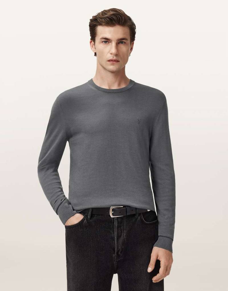 AllSaints - Mode - Sweatshirt aus Merinowolle in Monument-Grau mit Rundhalsausschnitt von AllSaints
