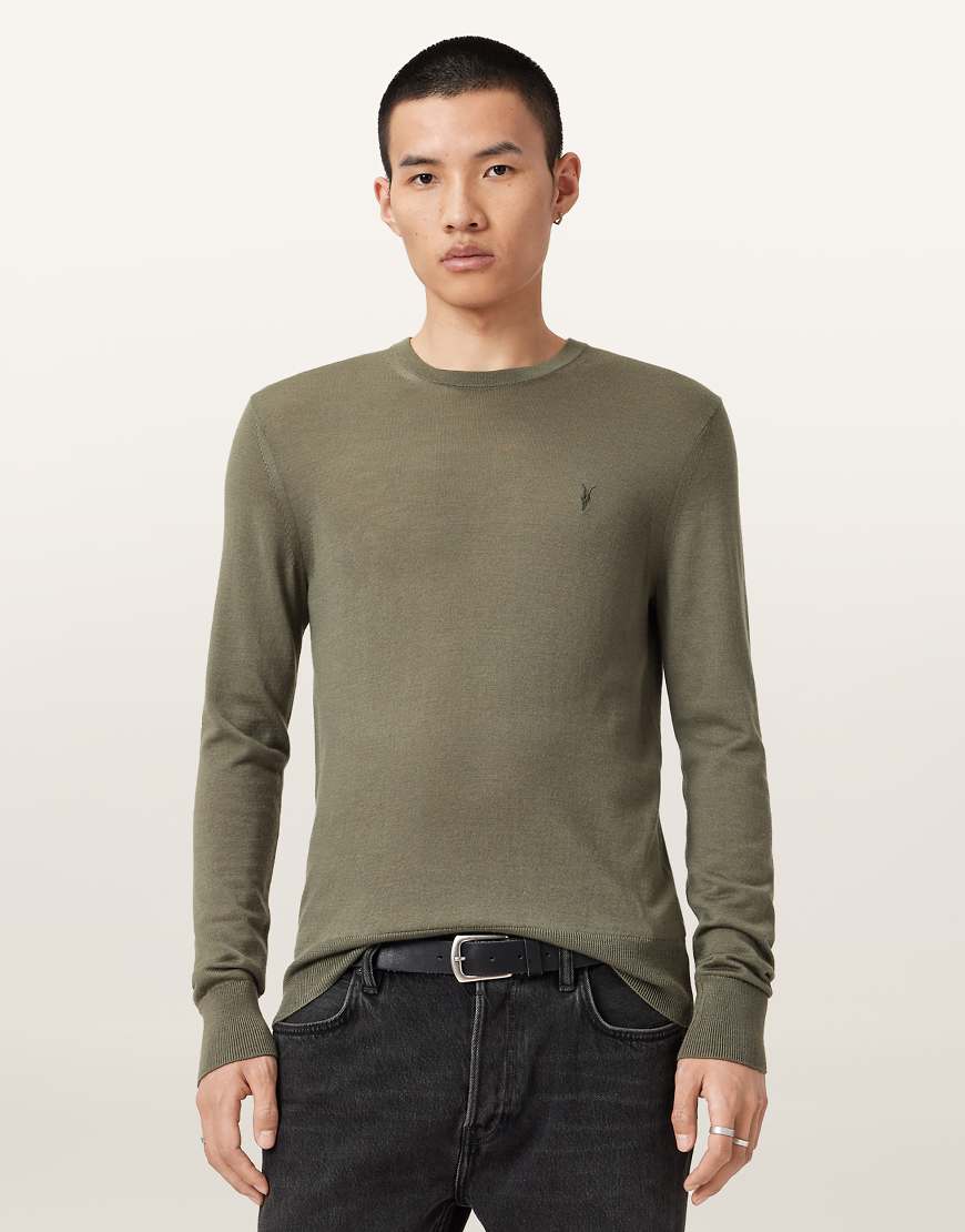 AllSaints - Mode - Sweatshirt aus Merinowolle in gedämpftem Grün mit Rundhalsausschnitt von AllSaints