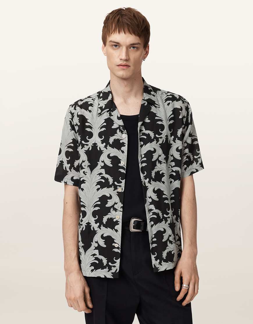 AllSaints - Motif - Kurzärmliges Hemd in Tiefschwarz von AllSaints