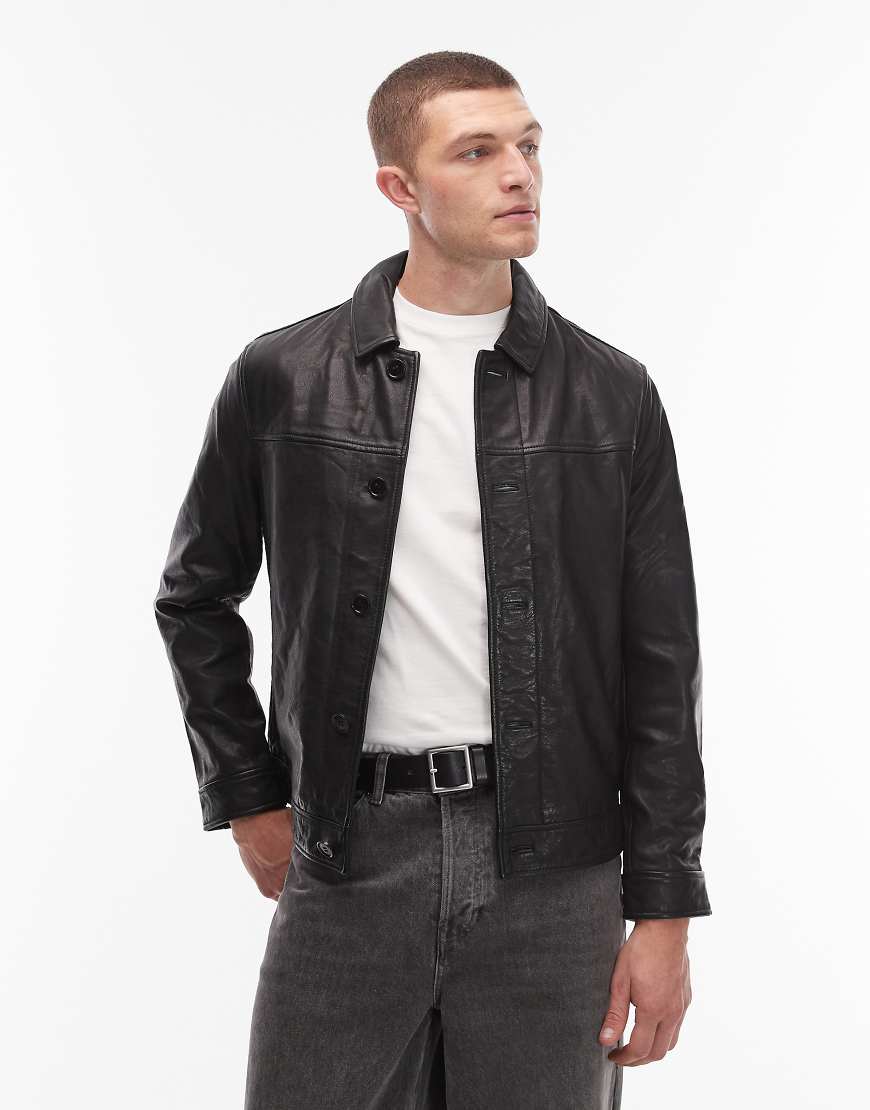 AllSaints - Nantes - Jacke aus Leder in Schwarz von AllSaints