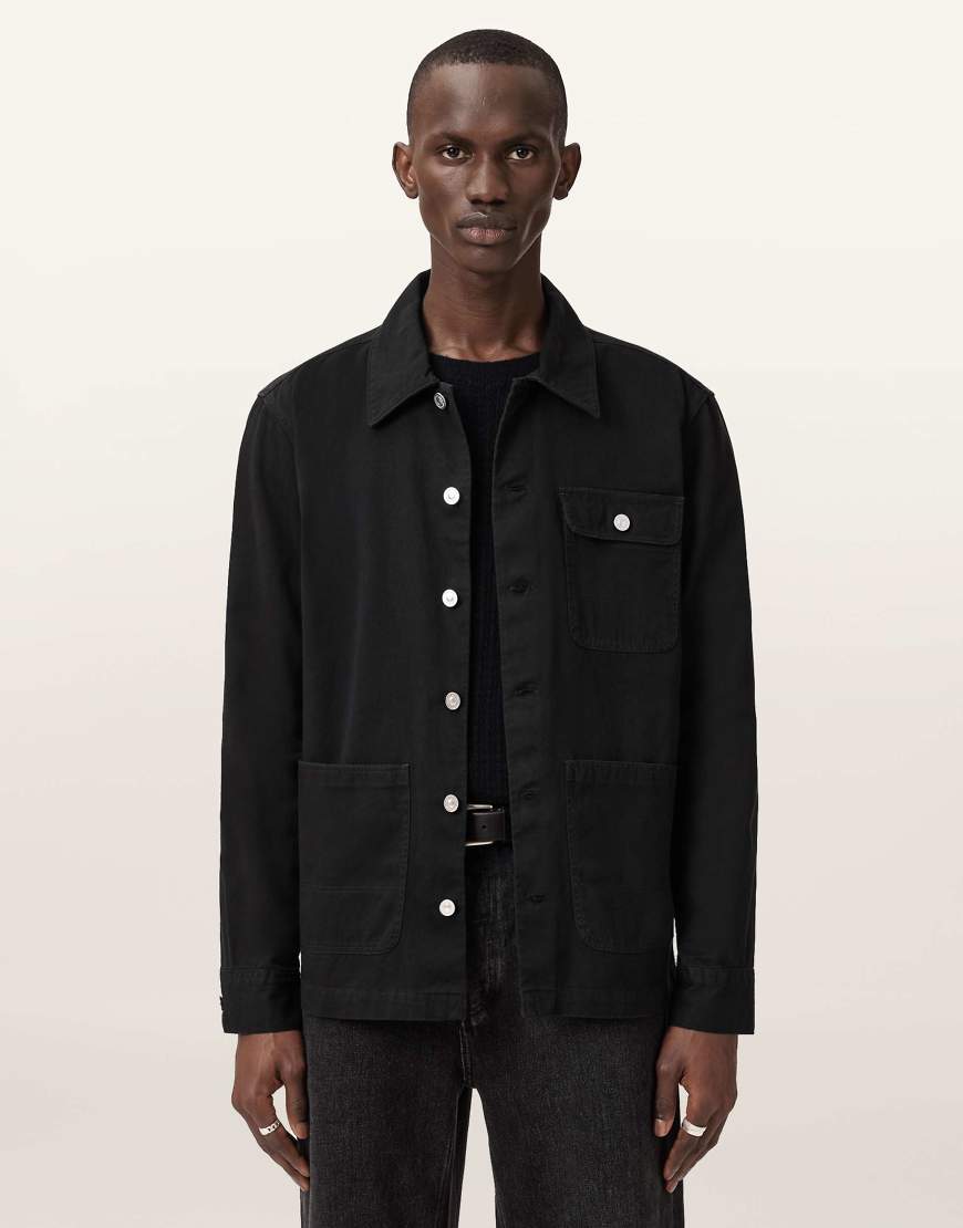 AllSaints - Nevis - Chore-Hemd in brüniertem Schwarz von AllSaints