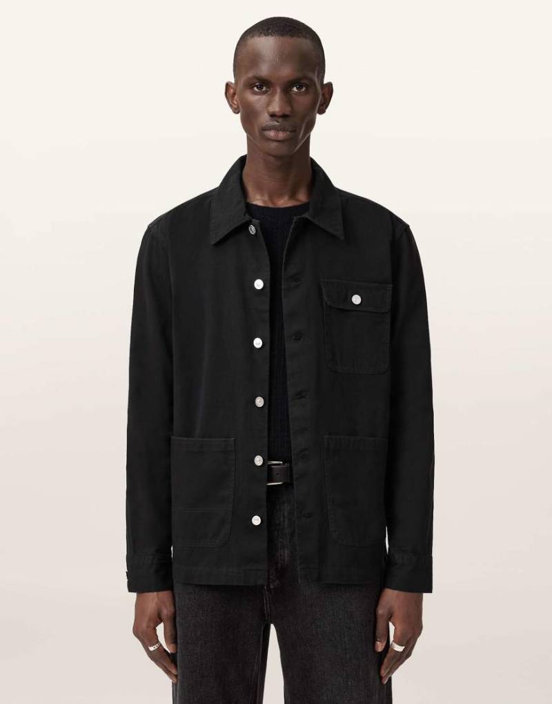 AllSaints - Nevis - Chore-Hemd in brüniertem Schwarz von AllSaints