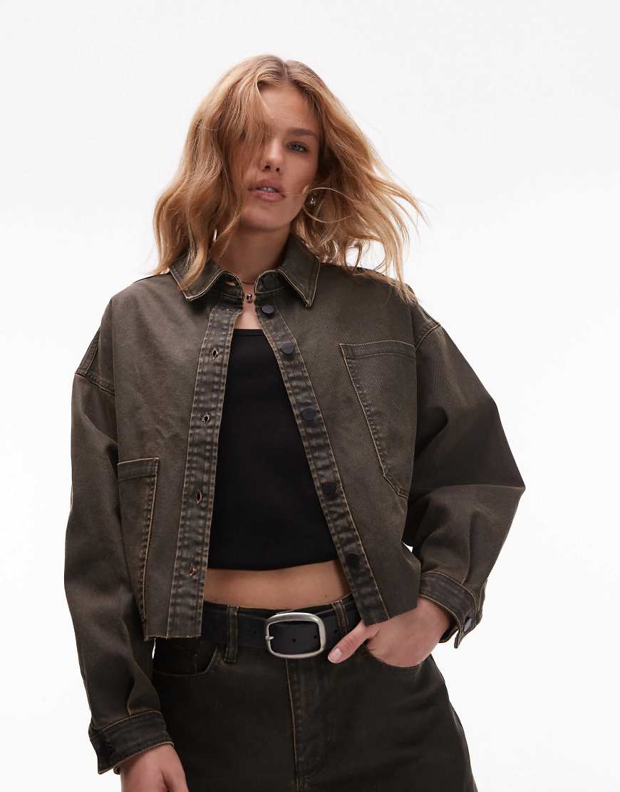AllSaints - Nicky - Jeans-Hemdjacke in Schwarz von AllSaints