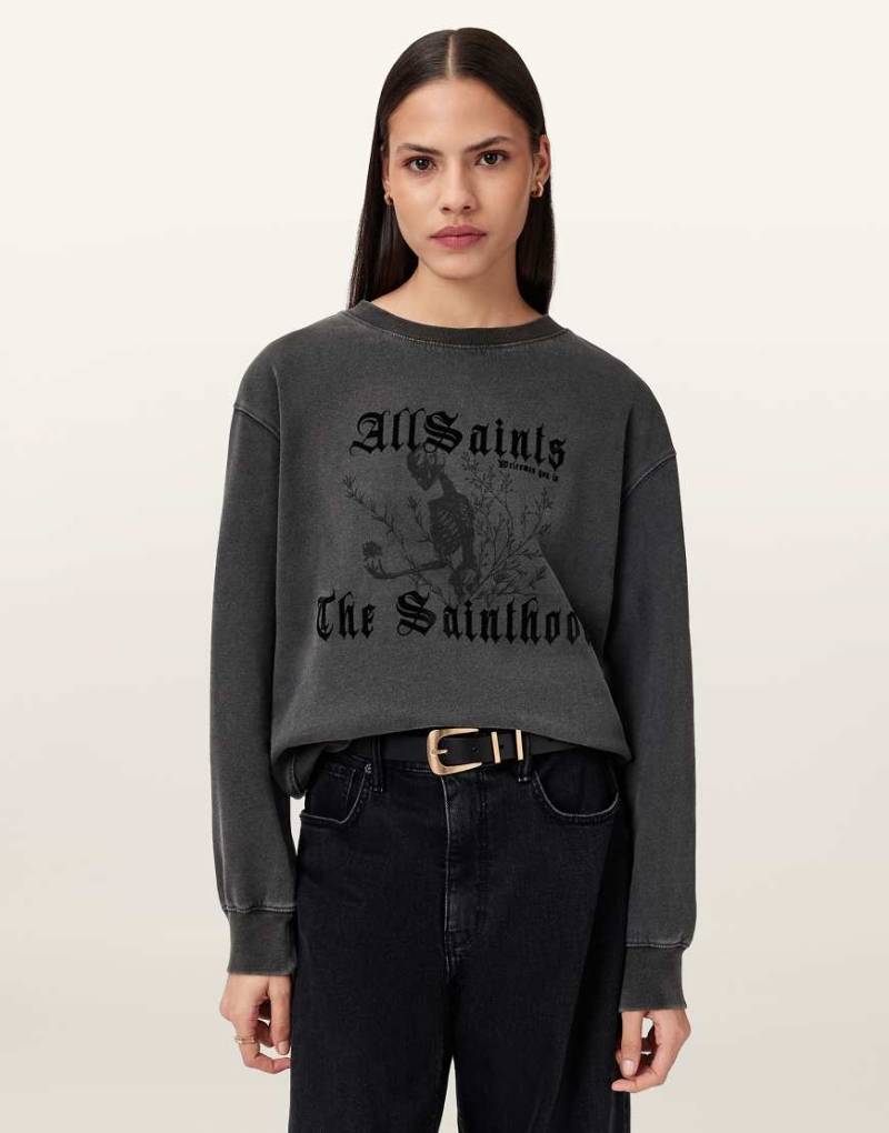 AllSaints - Novus Pippa - Sweatshirt in verwaschenem Schwarz von AllSaints