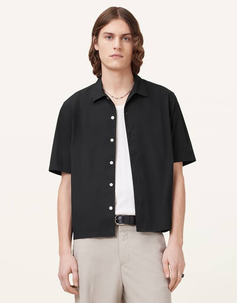 AllSaints - Nyon - Kurzärmliges Hemd in Schwarz von AllSaints