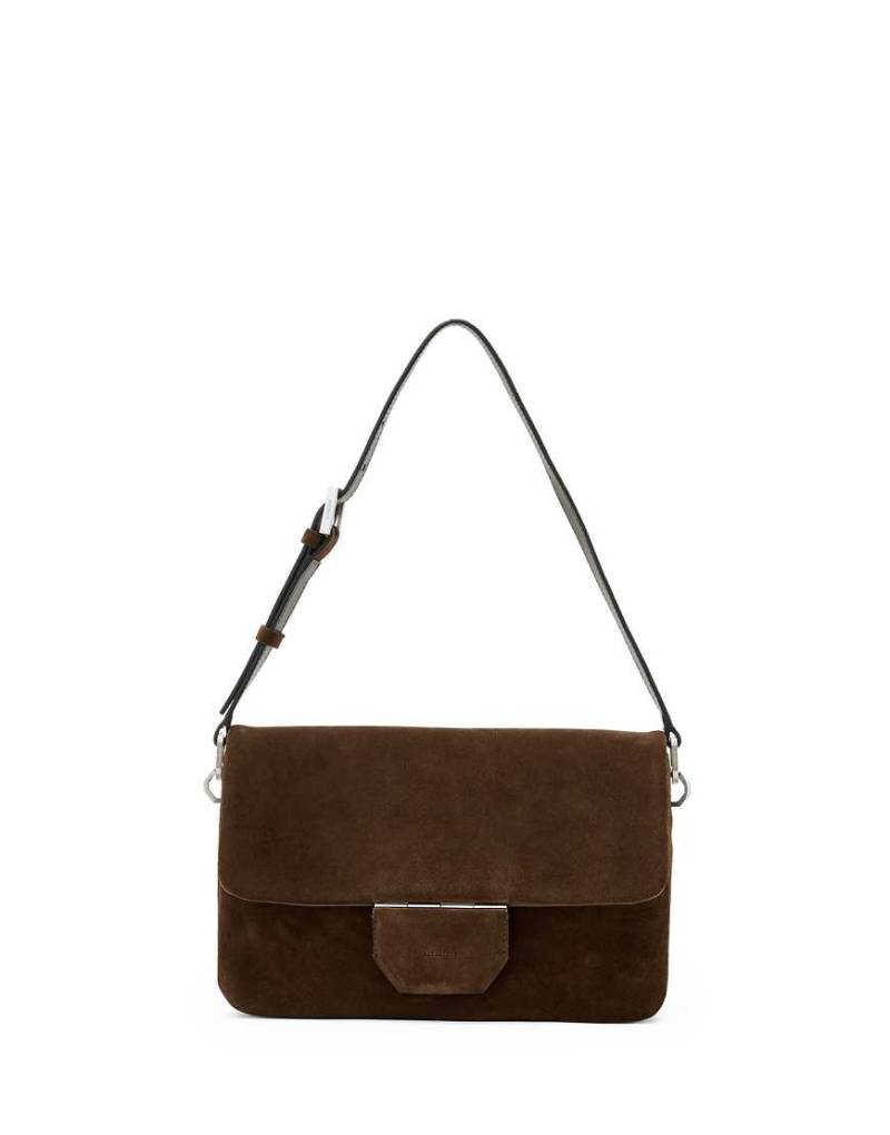 AllSaints - Ondine - Schultertasche aus Wildleder in Fango-Braun AllSaints - Ondine - Schultertasche aus Wildleder in Fango-Braun von AllSaints