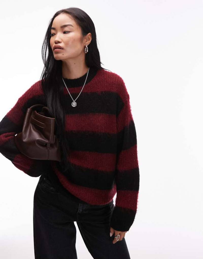 AllSaints - Onyx - Gestreifter Strickpullover in Rot/Schwarz von AllSaints