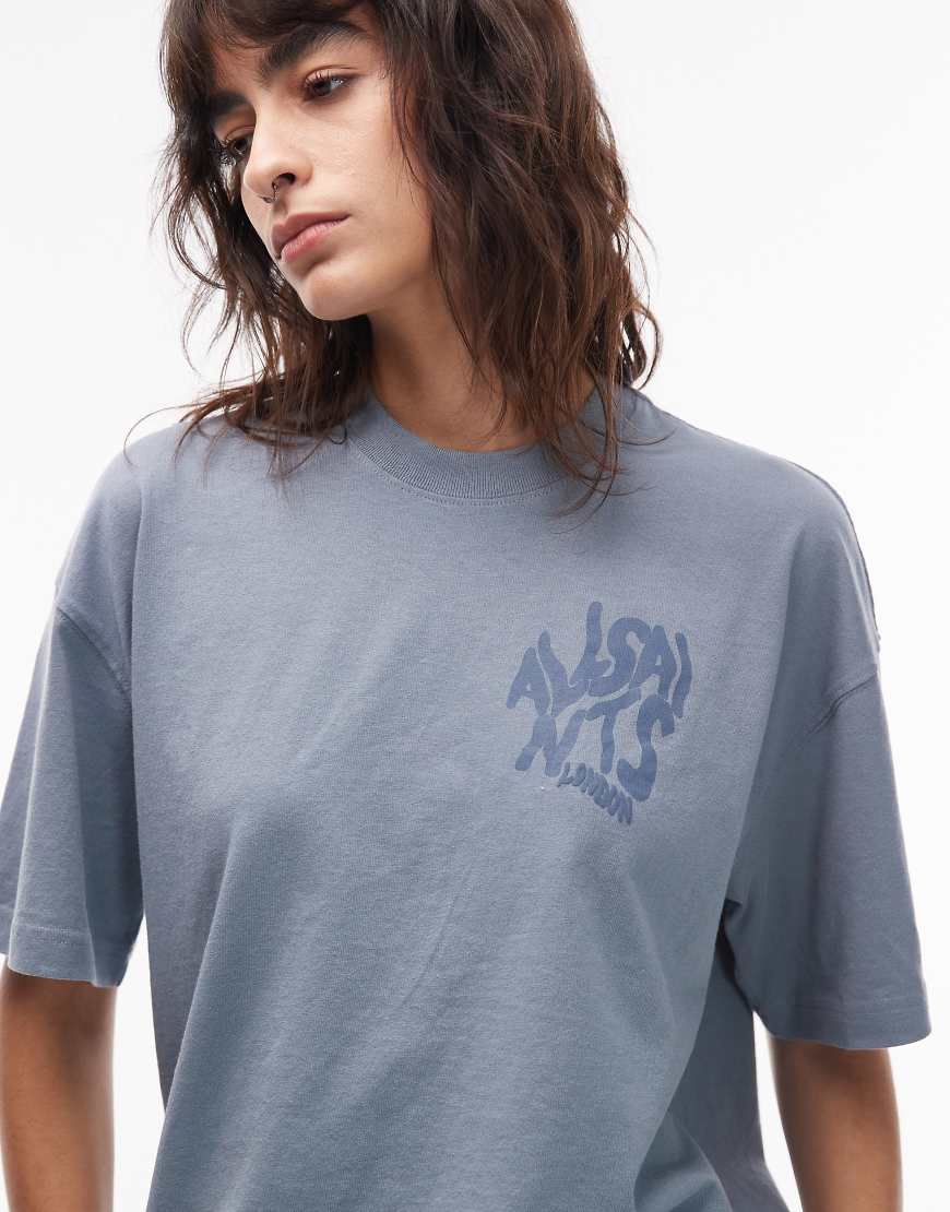 AllSaints - Orlando Etta - T-Shirt in Blassblau von AllSaints