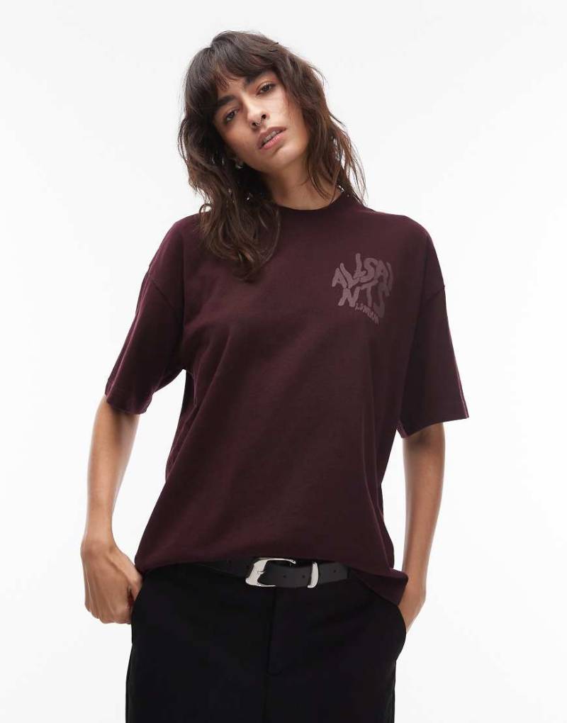 AllSaints - Orlando Etta - T-Shirt in Burgunderrot von AllSaints