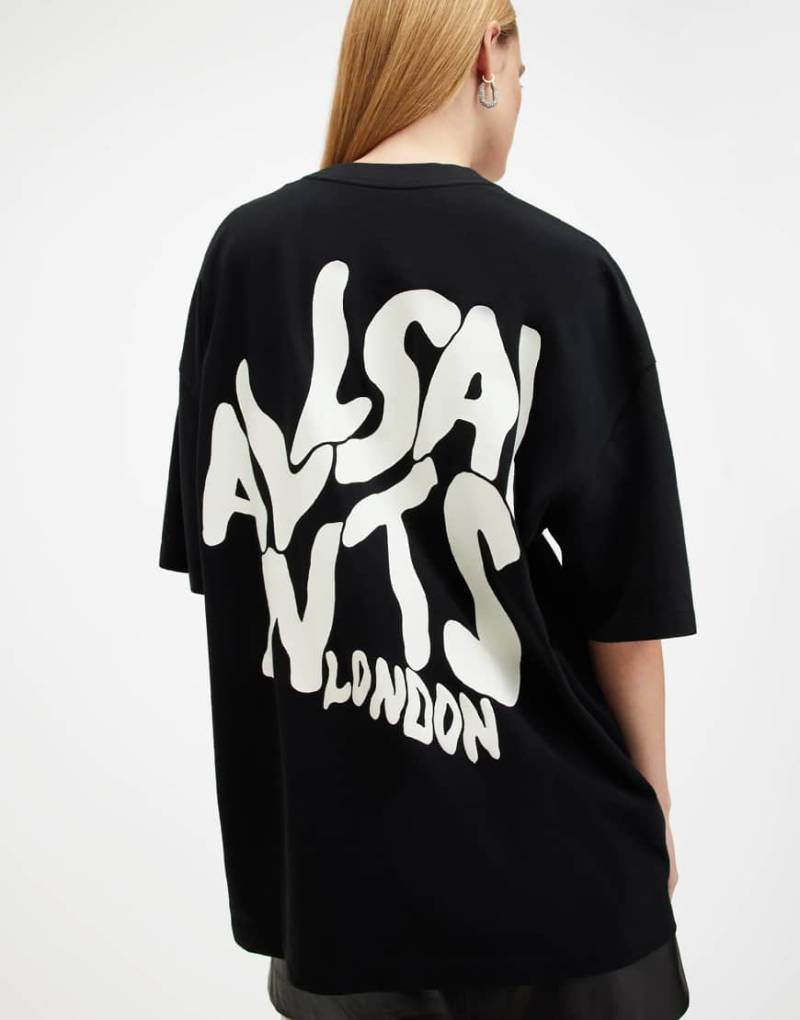 AllSaints - Orlando - Kurzärmliges T-Shirt in verwaschenem Schwarz mit Rundhalsausschnitt von AllSaints
