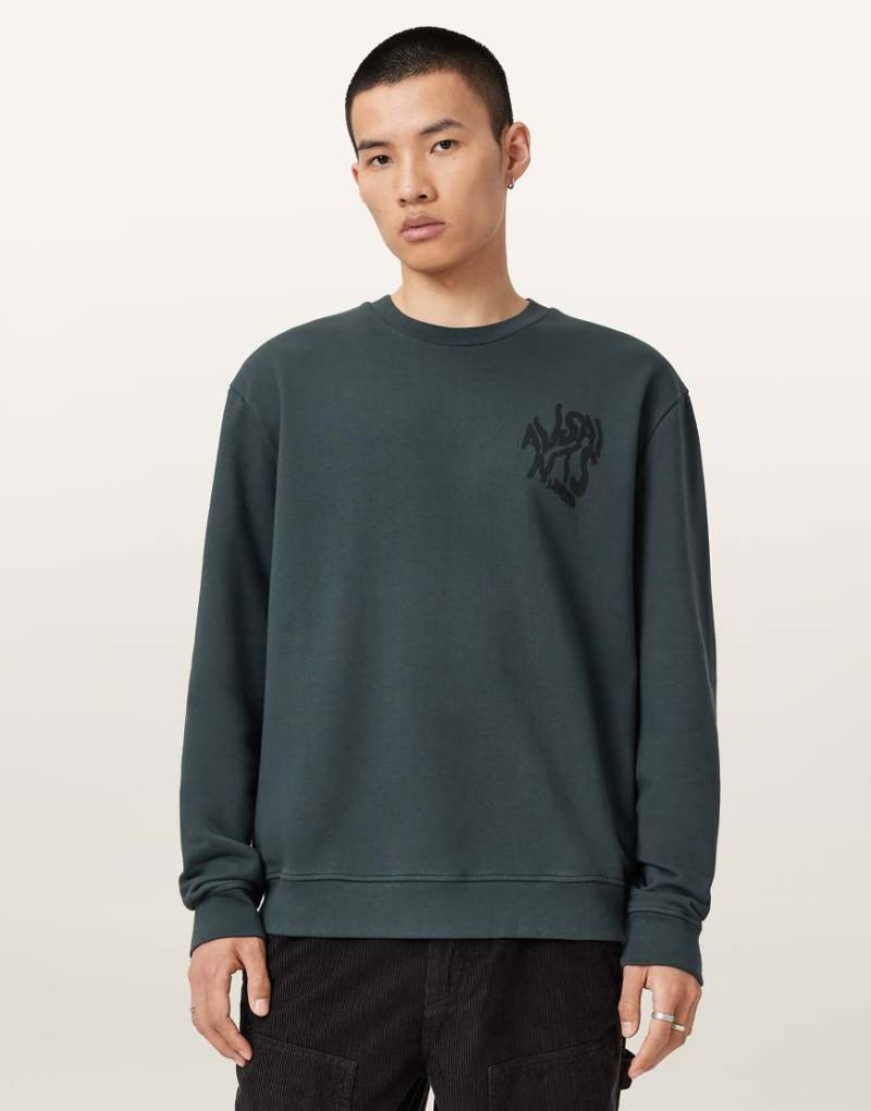 AllSaints - Orlando - Sweatshirt in Sunil-Blau mit Rundhalsausschnitt von AllSaints