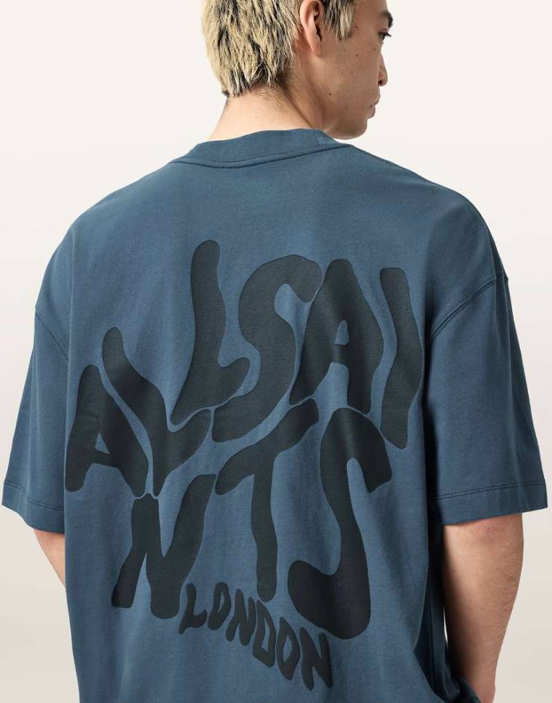 AllSaints - Orlando - T-Shirt in Blau mit Rundhalsausschnitt von AllSaints