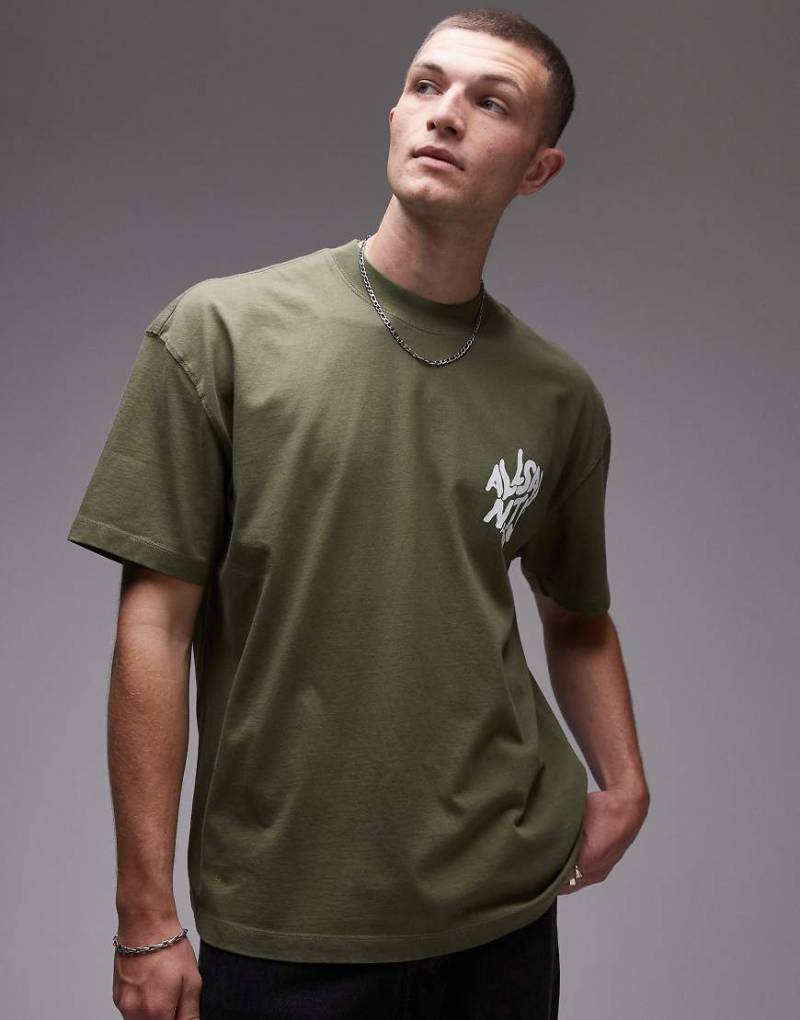 AllSaints - Orlando - T-Shirt in Edengrün mit Rückenprint von AllSaints