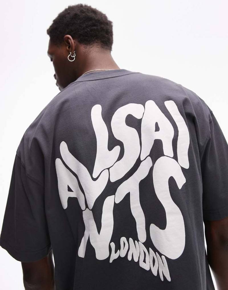 AllSaints - Orlando - T-Shirt in Jackson-Blau mit Rückenprint von AllSaints