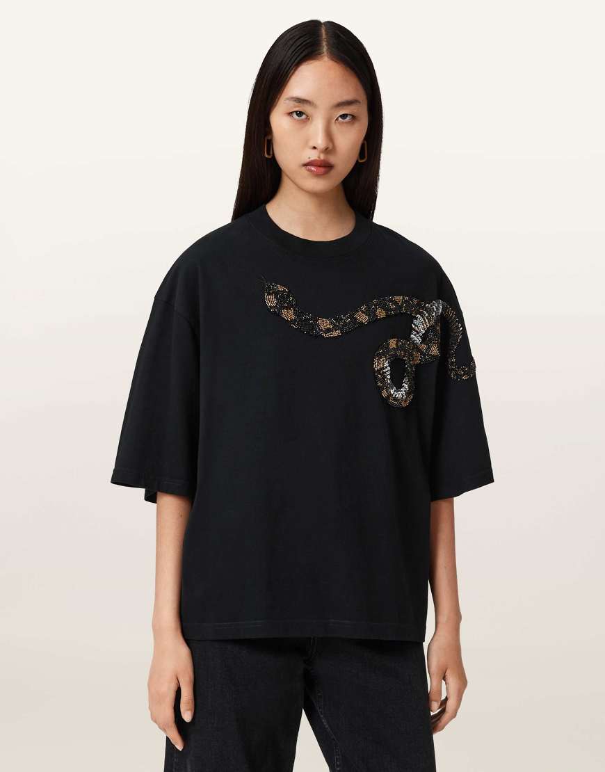 AllSaints - Ouros Amelie - T-Shirt in Schwarz von AllSaints