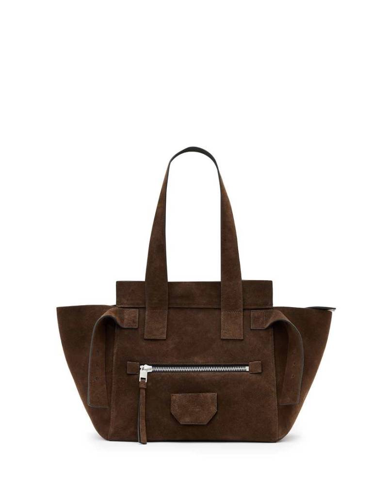 AllSaints - Perez - Schultertasche aus Wildleder in Fango-Braun-Brown von AllSaints