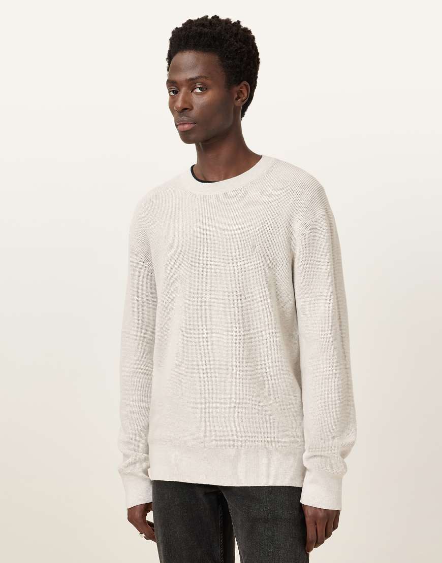 AllSaints - Pullover in Wolkengrau mit Waffelstruktur und Rundhalsausschnitt von AllSaints
