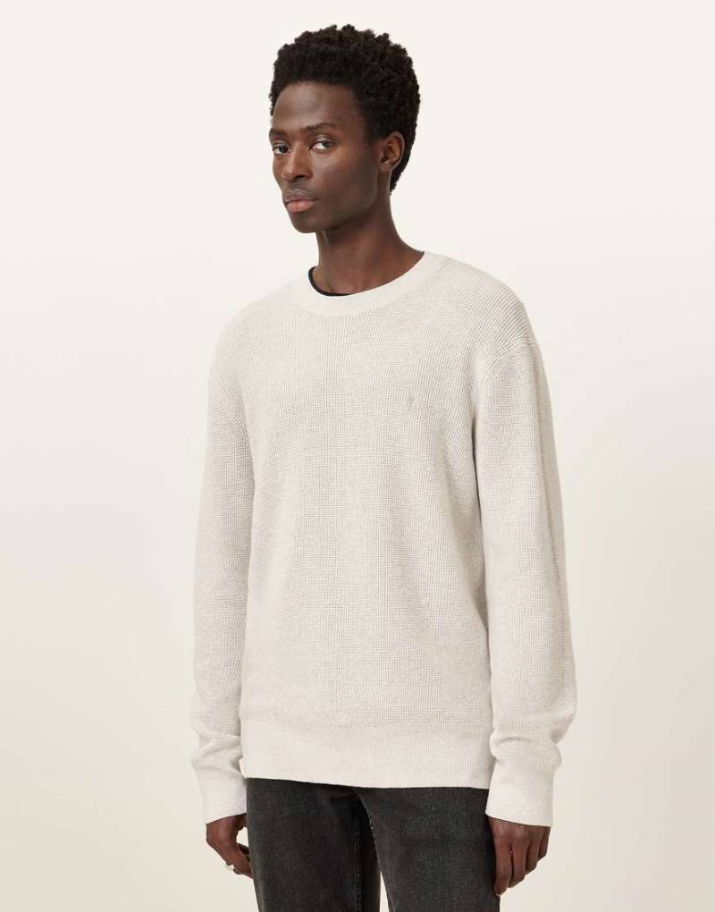 AllSaints - Pullover in Wolkengrau mit Waffelstruktur und Rundhalsausschnitt von AllSaints