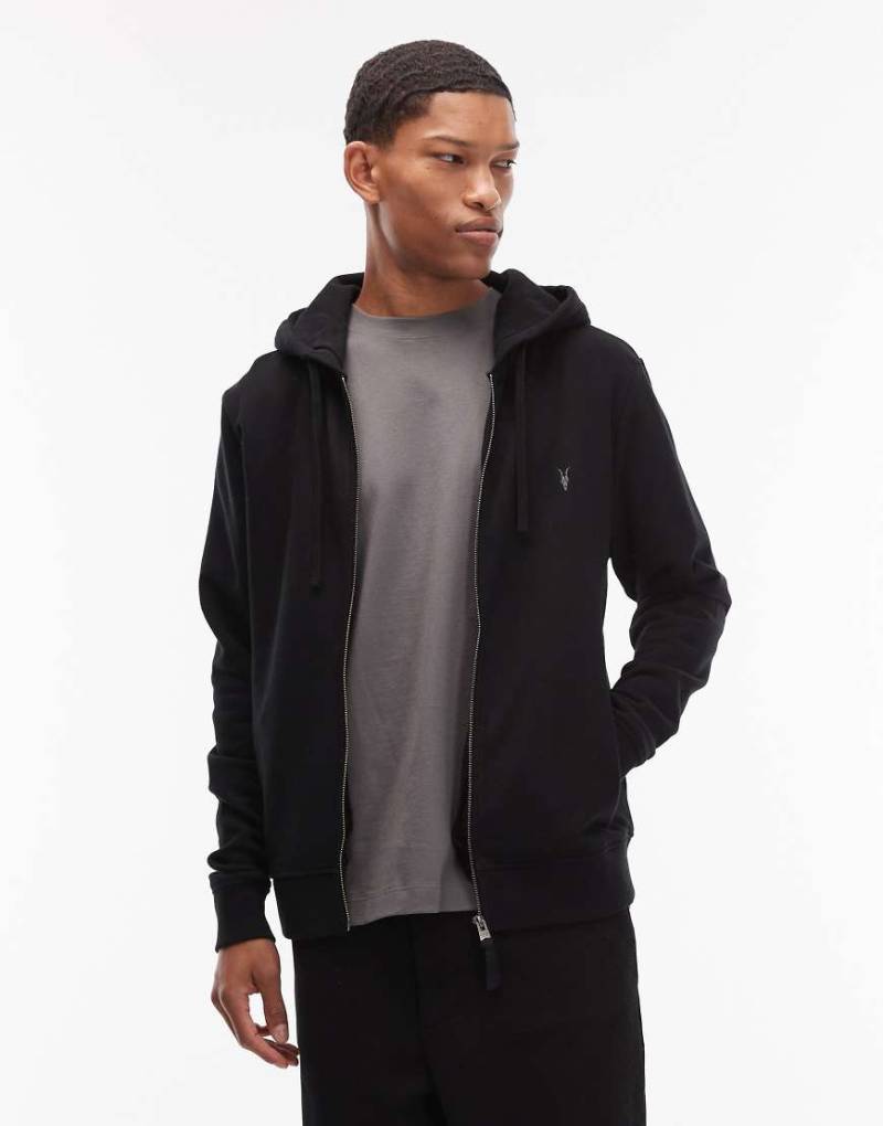AllSaints - Raven - Kapuzenjacke in Schwarz mit Logo von AllSaints