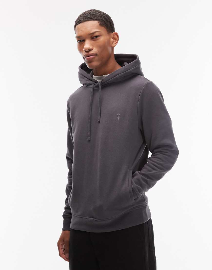 AllSaints - Raven Oth - Kapuzenpullover in Anthrazit mit Logo-Grau von AllSaints
