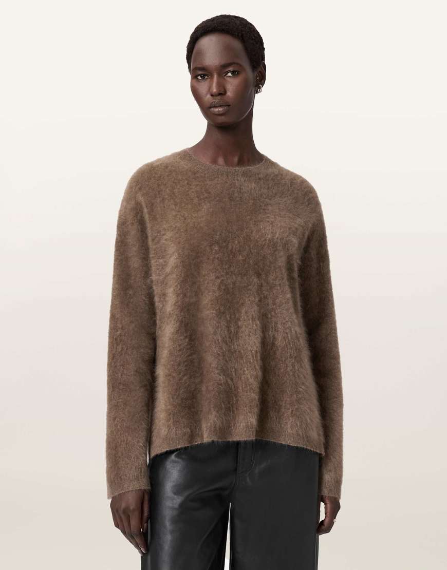 AllSaints - Rebel - Pullover in Walnussbraun mit Rundhalsausschnitt-Brown von AllSaints