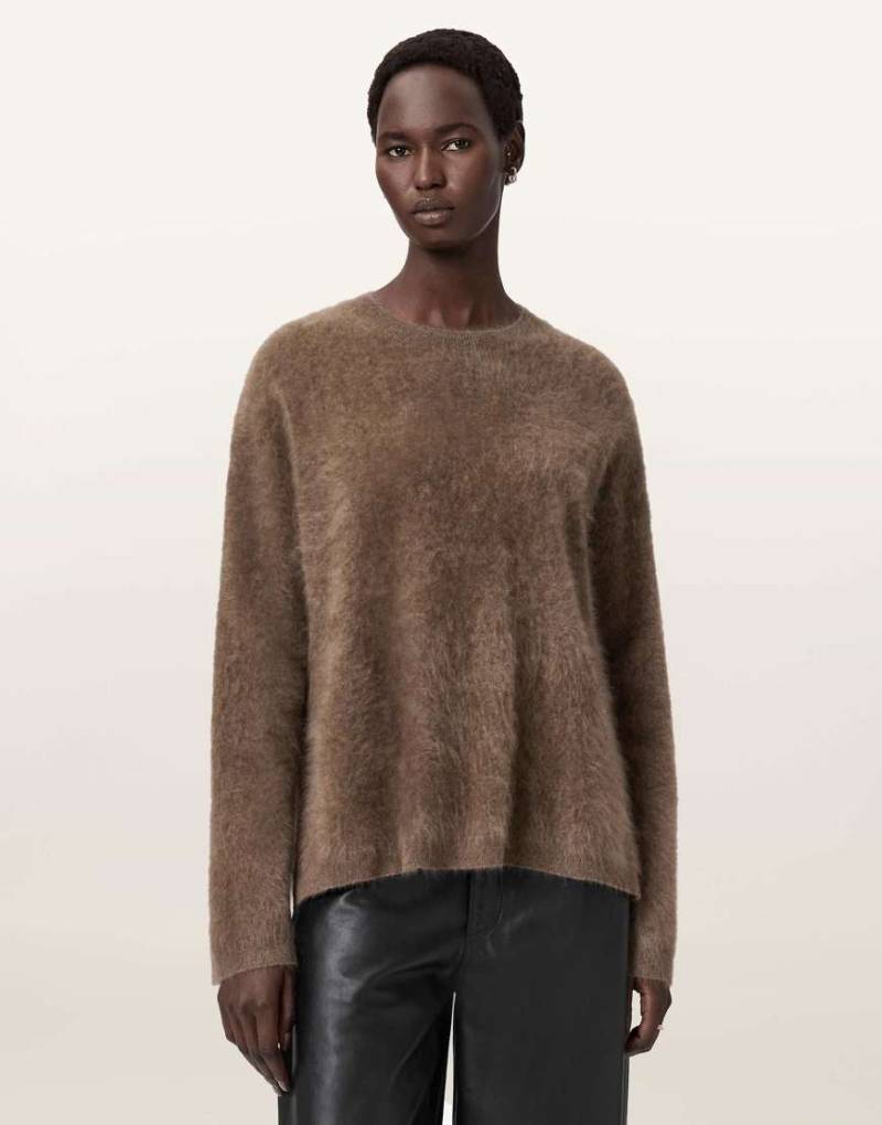 AllSaints - Rebel - Pullover in Walnussbraun mit Rundhalsausschnitt-Brown von AllSaints