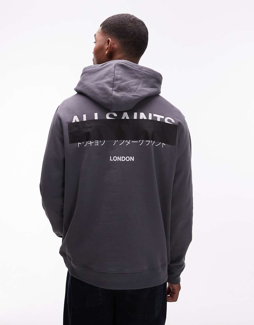 AllSaints - Redact - Kapuzenpullover in verwaschenem Blau von AllSaints