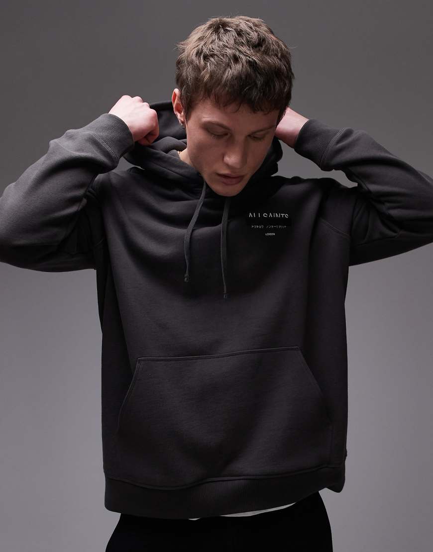AllSaints - Redact Oth - Kapuzenpullover in verwaschenem Schwarz von AllSaints