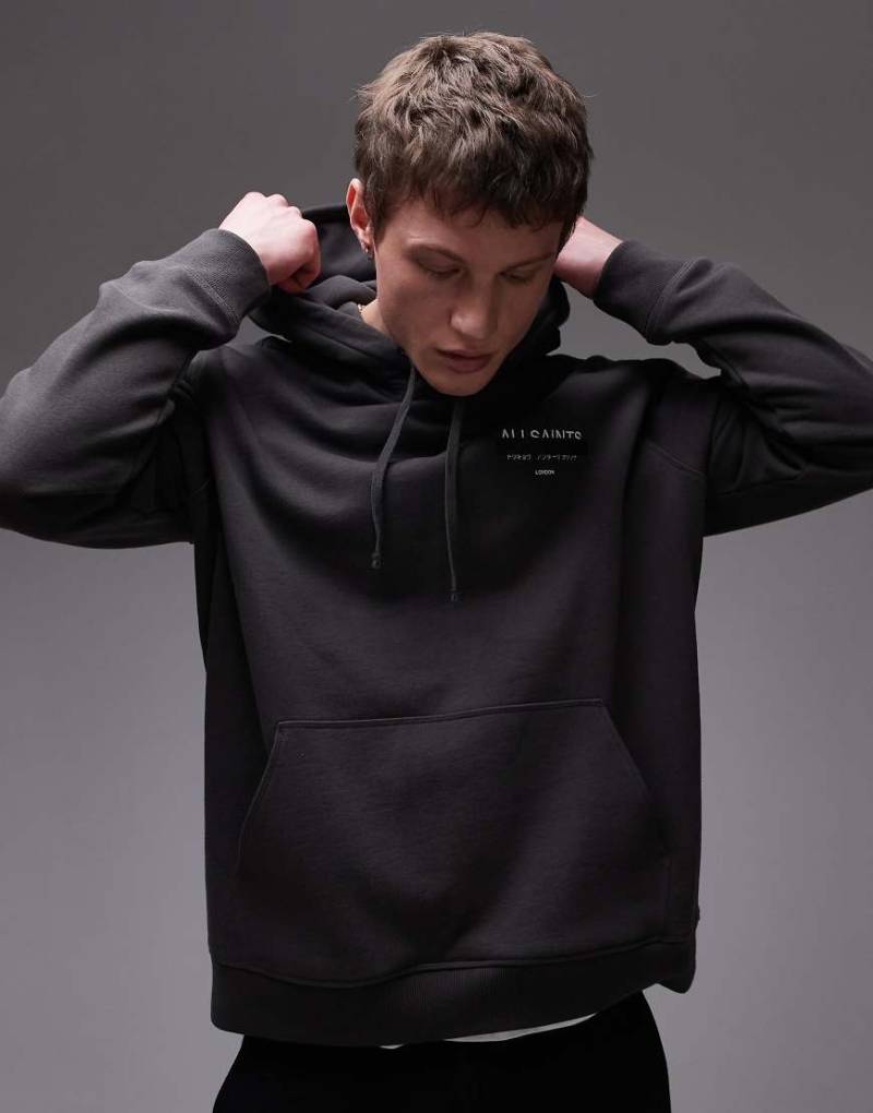 AllSaints - Redact Oth - Kapuzenpullover in verwaschenem Schwarz von AllSaints