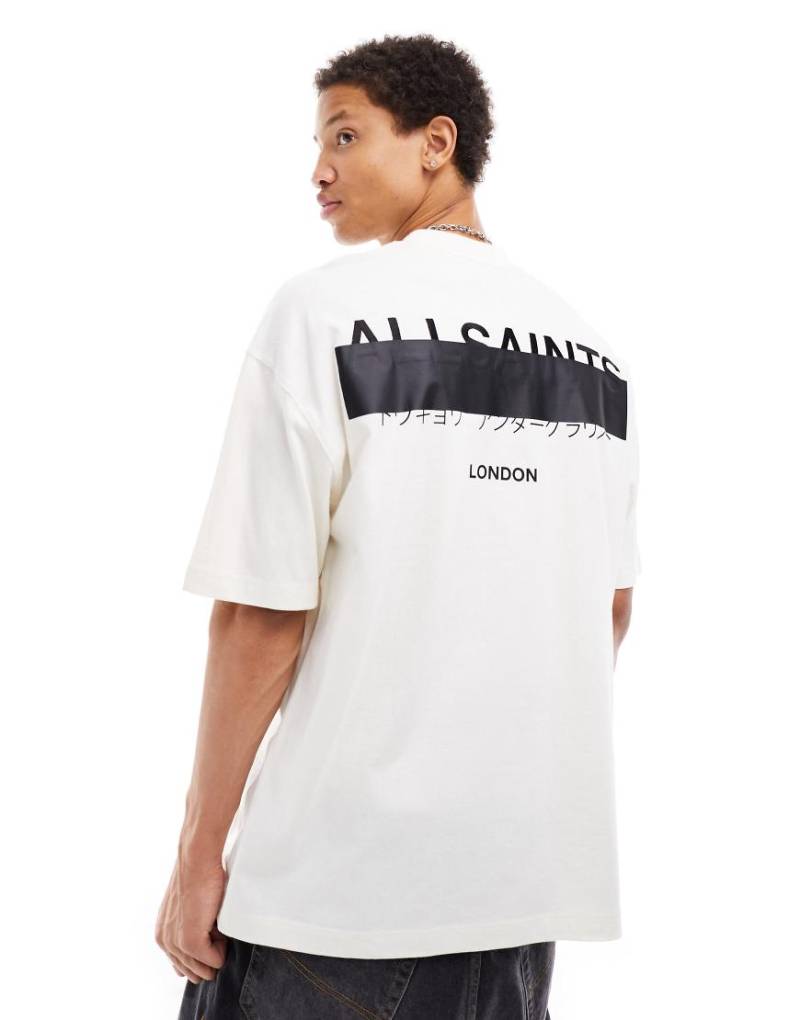 AllSaints - Redact - Oversize-T-Shirt in Weiß mit Logostickerei von AllSaints