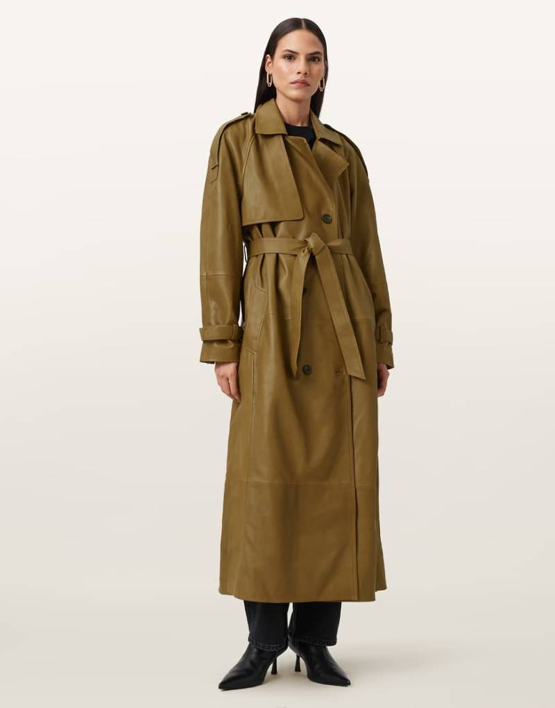AllSaints - Reed - Trenchcoat in Fango-Grün von AllSaints